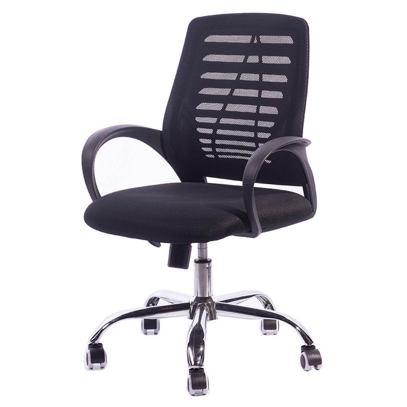 Silla deslizante moderna y contemporánea Silla de microfibra negra con respaldo medio
