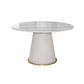 Table à manger ronde contemporaine, plateau en pierre frittée blanche, guéridon pour la maison