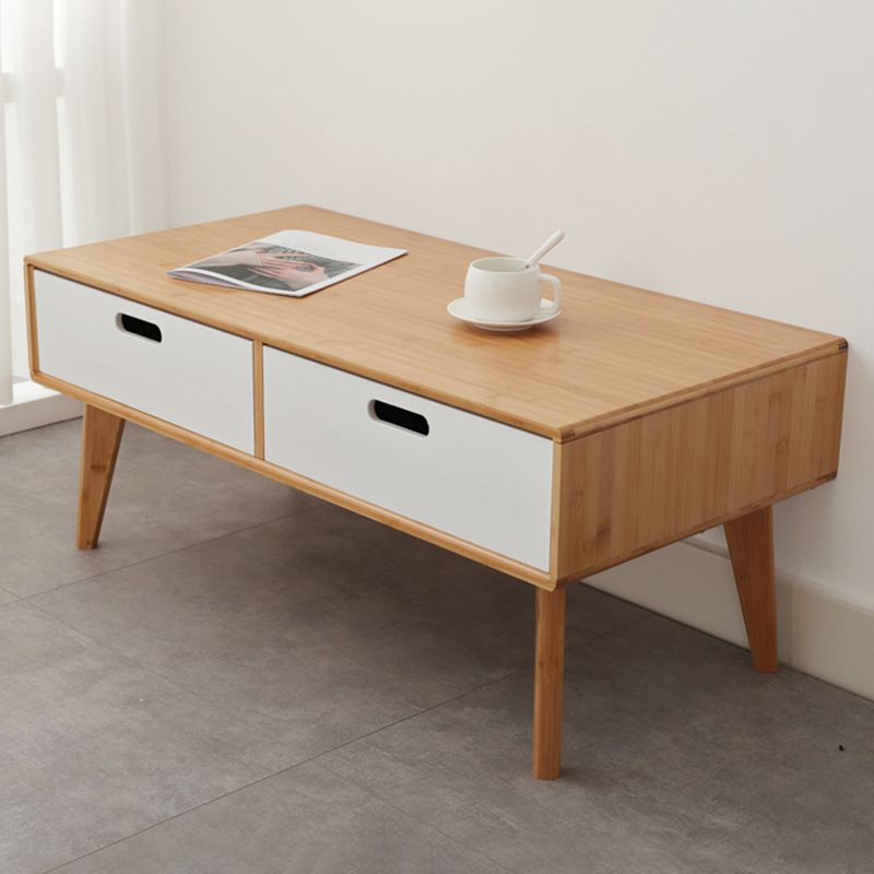 16.9" Tall Modern Wood 4-leg Base Rectangular Coffee Table with Drawers Clearhalo 'Coffee & Accent Tables' 'Coffee Tables' 'coffee_tables' 'furn' 'furn_coffee_tables' 'Furniture' 'furniture_coffee_tables' 'Living Room Furniture' 1200x1200_1a3952b6-bc1e-4f3f-b51a-e7772d583646