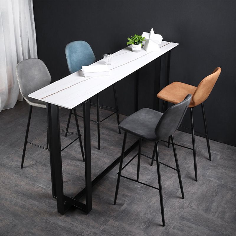 Industrial Bistro Bar Desk Indoor Stone and Metal Rectangle Bistro Bar Table Clearhalo 'Bar Furniture' 'Bar Tables' 'bar_tables' 'furn' 'furn_bar_tables' 'Furniture' 'furniture_bar_tables' 'Kitchen & Dining Furniture' 1200x1200_1a3c3350-2bb6-4a43-93a5-170f940dc74f