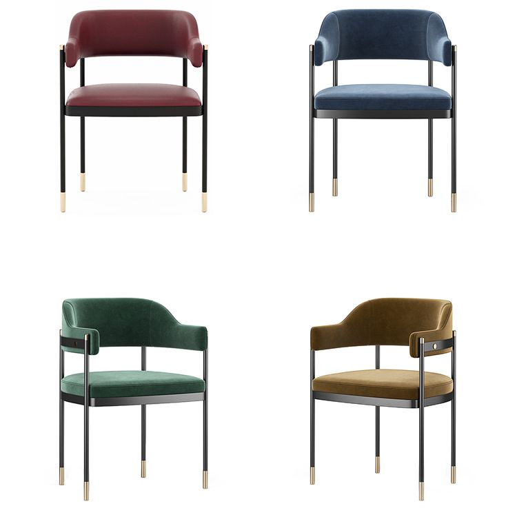 Indoor Modern Style Arm Chair Open Back Metal Upholstered Dining Room Chair (Set of 2) Clearhalo ' kitchen&dining_furn' 'Dining Chairs' 'Dining Tables & Seating' 'dining_chair' 'furn' 'furn_dining_chair' 'Furniture' 'furniture_dining_chair' 'Kitchen & Dining Furniture' 'kitchen' 1200x1200_1a3d04a2-b888-4c13-ad31-76529dd5075f