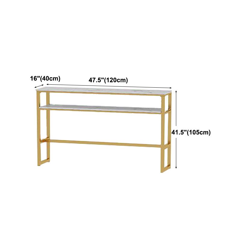 Glam White Marble Pub Table with Rectangle Table Top Gold Trestle Table - 42" H Clearhalo 'Bar Furniture' 'Bar Tables' 'bar_tables' 'furn' 'furn_bar_tables' 'Furniture' 'furniture_bar_tables' 'Kitchen & Dining Furniture' 1200x1200_1a3db3fb-abe6-46c7-aca4-23608216bec3