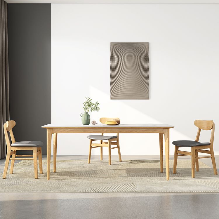 Midcentury Rectangle Dining Table Sintered Stone Table with 4 Legs Wood Base Clearhalo ' dining_table' 'Dining Tables & Seating' 'Dining Tables' 'furn' 'furn_dining_table' 'Furniture' 'furniture_dining_table' 'Kitchen & Dining Furniture' 'kitchen&dining_furn' 'kitchen' 'kitchen_dining_table' 1200x1200_1a3e6f9c-515d-4b58-bf87-7465cd0676e6