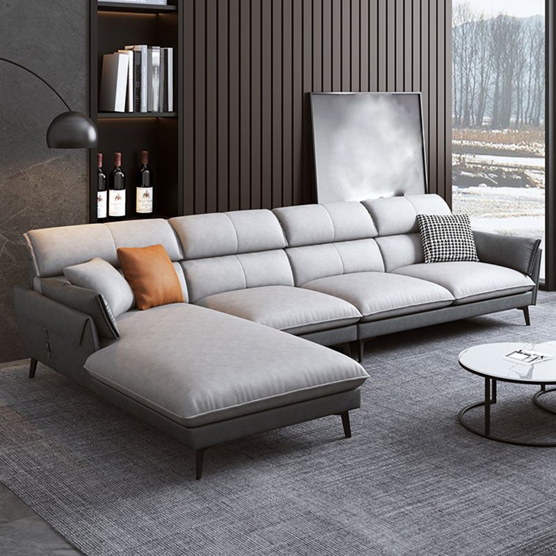 Contemporary Faux Leather Square Arm Sofa Sewn Pillow Back Sfa