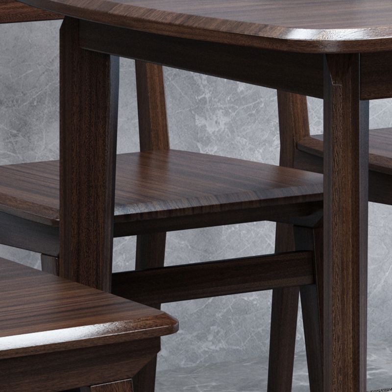 Contemporáneo 1/2/5/7 Piezas Muebles Mesa de comedor de madera sólida Rectángulo Juego en marrón