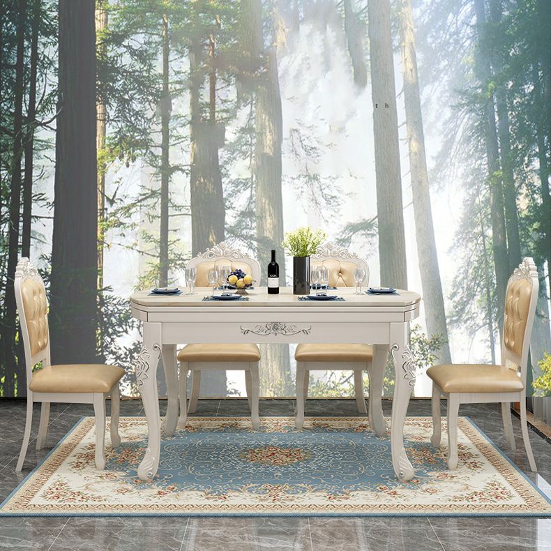 Faux Marble Dining Table Round 4 Legs Dining Site Table with Drop-Leaf Clearhalo 'Dining Tables & Seating' 'Dining Tables' 'dining_table' 'furn' 'furn_dining_table' 'Furniture' 'Kitchen & Dining Furniture' 1200x1200_1a42dc35-88f9-44f5-a20f-47110a71a0c4