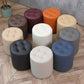 Modern Plain Ottoman Water Resistant Faux Leather Tufted Round Stool Ottoman