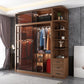Chambre coulissante armoire brune moderne avec portes en verre