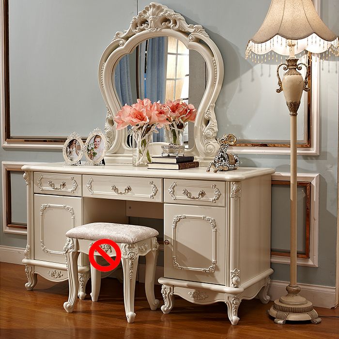 Set di sgabelli da letto per la scrivania del trucco vittoriano per il trucco da letto con cassetto