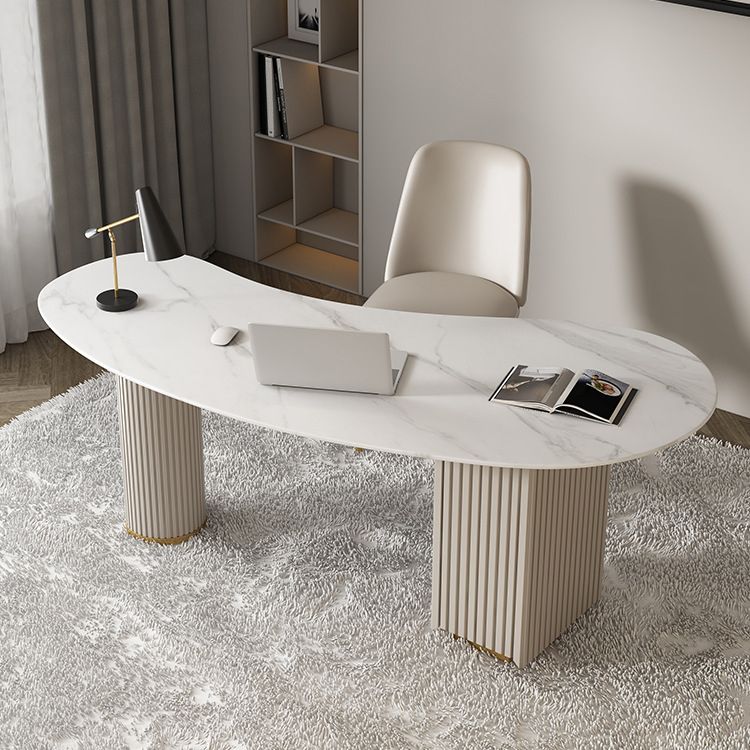 Contemporary Marble Curved Office Desk with Drawers Writing Desk for Office Clearhalo 'furn' 'furn_office_desk' 'Furniture' 'Office Desks' 'Office Furniture' 'office_desk' 1200x1200_1a443c5e-ab2d-493d-9d2e-605d0d31d769