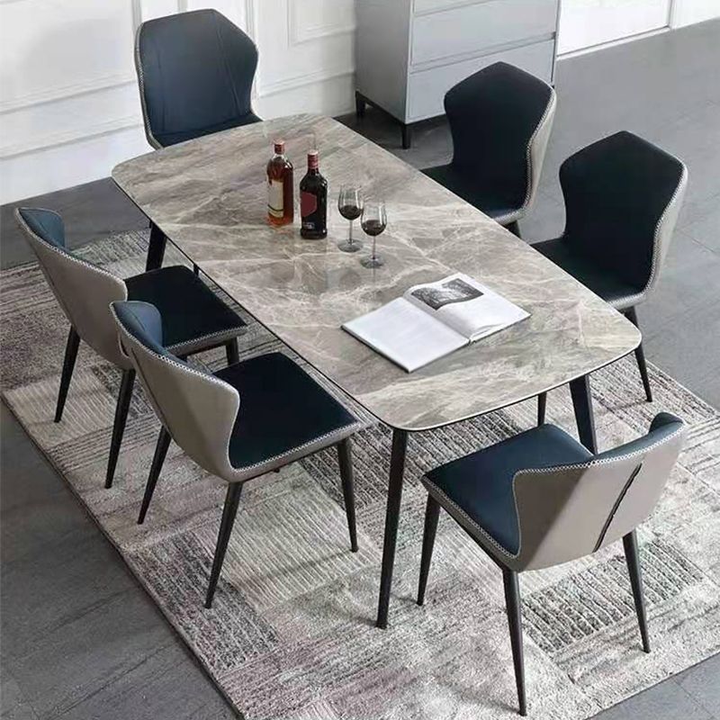 Modern Rectangle Dinette Set 1/2/5/7 Pieces Grey Sintered Stone Top Dining Table Set Clearhalo 'Dining Room Sets' 'Dining Tables & Seating' 'dining_room_set' 'furn' 'furn_dining_room_set' 'Furniture' 'furniture_dining_room_set' 'Kitchen & Dining Furniture' 1200x1200_1a448774-007e-4302-8923-71420061f826