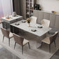 Mesa de comedor de piedra sinterizada, mesa con pedestal doble para cocina, comedor