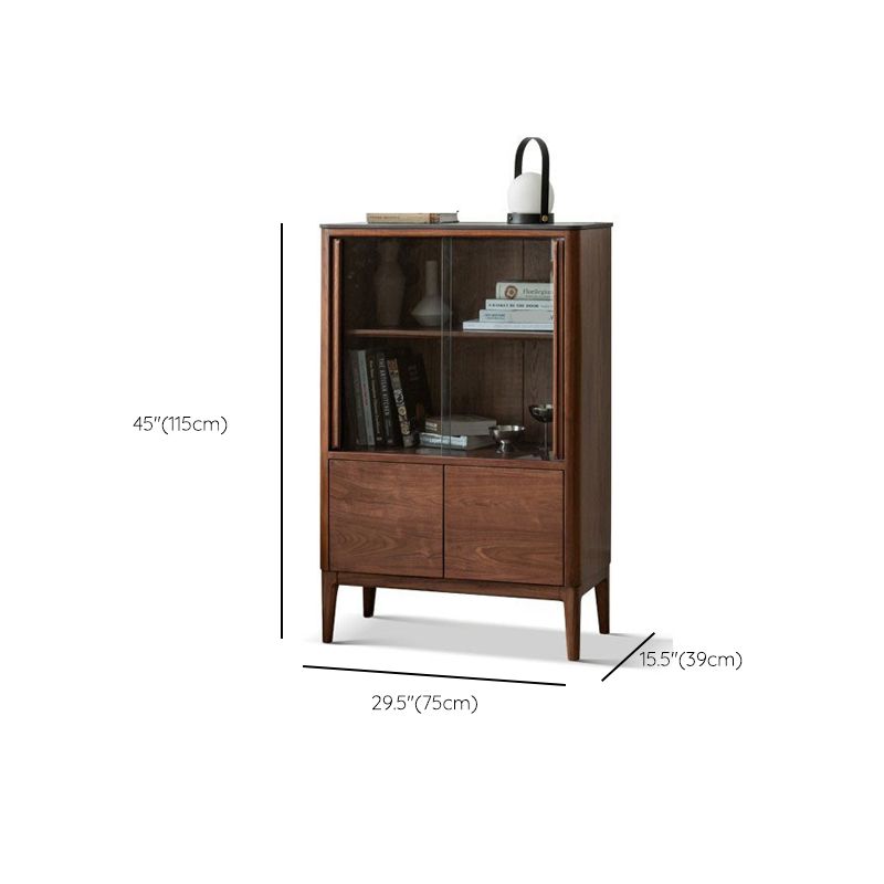 ドア付きのミッドセンチュリーモダンスクエアリビングルームのアクセントキャビネット