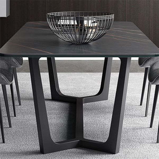 Modern 1/4/5/7 Pieces Rectangle Dining Set Sintered Stone Dining Table with Leather Chairs Clearhalo 'Dining Room Sets' 'Dining Tables & Seating' 'dining_room_set' 'furn' 'furn_dining_room_set' 'Furniture' 'furniture_dining_room_set' 'Kitchen & Dining Furniture' 1200x1200_1a48aae2-f7d9-44db-b413-486666a4d975