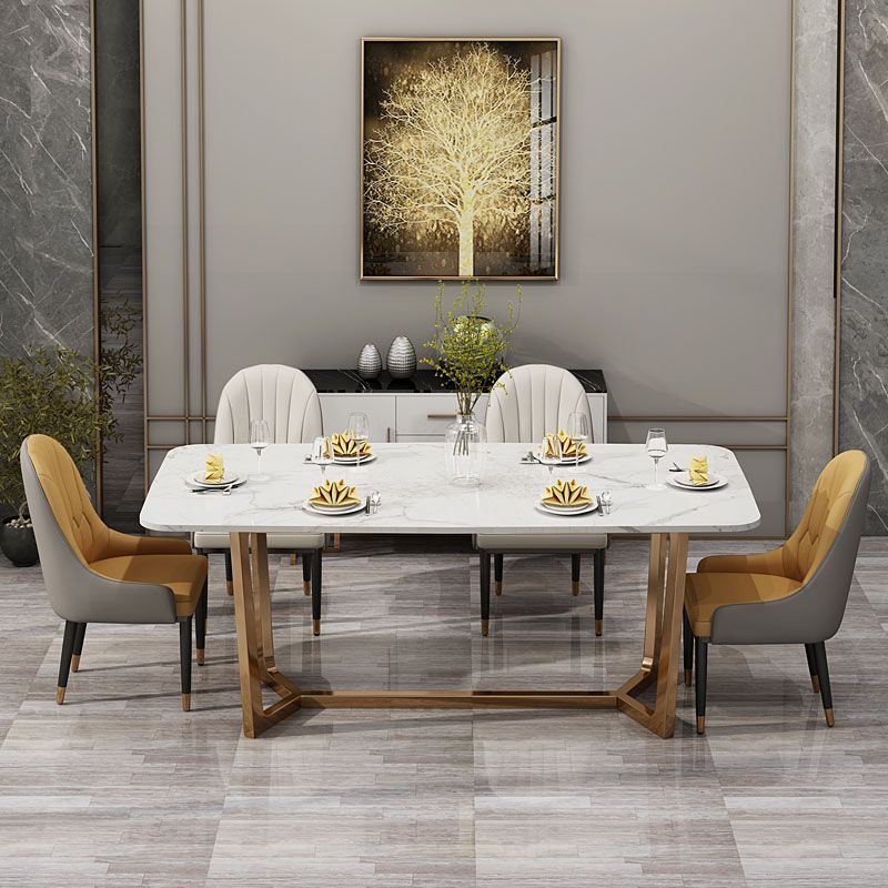 Sintered Stone Table for Restaurant Luxury Dining Table with Trestle Base Clearhalo 'Dining Tables & Seating' 'Dining Tables' 'dining_table' 'furn' 'furn_dining_table' 'Furniture' 'furniture_dining_table' 'Kitchen & Dining Furniture' 'kitchen' 'kitchen_dining_table' 1200x1200_1a49b66e-fe85-4013-b3bf-72e867dc5cf2