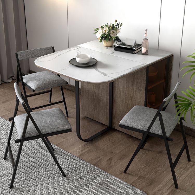Modern Style Traditional Height Dining Set with Drop Leaf Table and Trestle Base Clearhalo 'Dining Room Sets' 'Dining Tables & Seating' 'dining_room_set' 'Furniture' 'furniture_dining_room_set' 'Kitchen & Dining Furniture' 'kitchen&dining_furn' 'kitchen' 1200x1200_1a49ccdc-2841-4401-b19a-fb19ded4773f