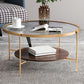 Glass Top 4 Legs Coffee Table Modern Round Cocktail Table in Black/Gold Clearhalo 'Coffee & Accent Tables' 'Coffee Tables' 'coffee_tables' 'furn' 'furn_coffee_tables' 'Furniture' 'Living Room Furniture' 1200x1200_1a4cb4a9-0199-4b53-aa51-7e64edcb09c0