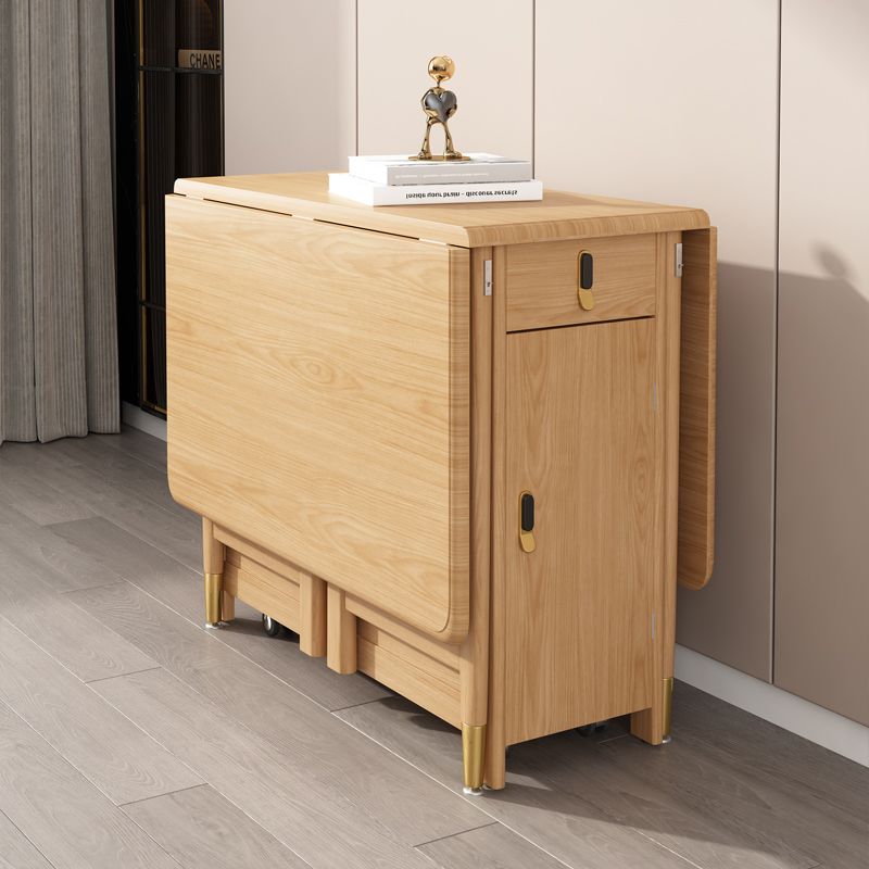 Solid Wood Dining Table Mid-Century Drop-Leaf Dining Table for Home Use