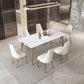 Traditional Luxury Dining Table White Sintered Stone 4 Legs Table with Gold Frame Clearhalo 'Dining Tables & Seating' 'Dining Tables' 'dining_table' 'furn' 'furn_dining_table' 'Furniture' 'furniture_dining_table' 'Kitchen & Dining Furniture' 'kitchen' 'kitchen_dining_table' 1200x1200_1a502403-bb13-417f-9dbd-bf605ff94be4