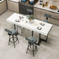 Glam Counter Height Pub Set 1/5 Pcs Faux Marble Bar Table and Adjustable Height Stools