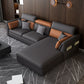 Adjustable Faux Leather Flared Arm Sectional with Storage for Living Room