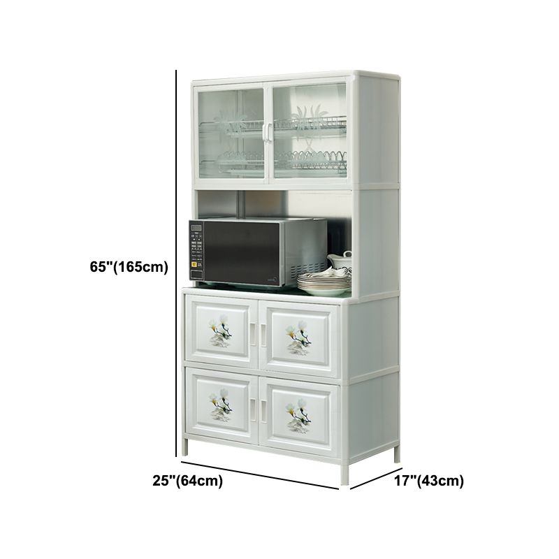 Glass Buffet Server Contemporary Style White Metal Frame Kitchen Server Clearhalo 'buffet_sideboard' 'Buffets & Sideboards' 'furn' 'furn_buffet_sideboard' 'Furniture' 'Kitchen & Dining Furniture' 1200x1200_1a535268-8e61-4db4-9001-2b54d82b4901