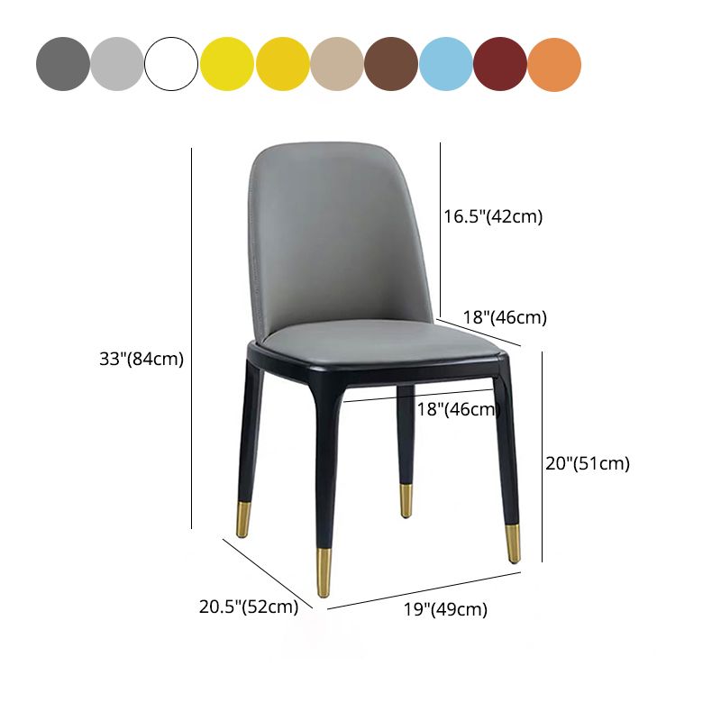 Glam Leather Solid Back Dining Side Chair Home Side Chair in Black Clearhalo 'Dining Chairs' 'Dining Tables & Seating' 'dining_chair' 'furn' 'furn_dining_chair' 'Furniture' 'furniture_dining_chair' 'Kitchen & Dining Furniture' 1200x1200_1a5689a7-1835-4bad-81b7-3663797e754d