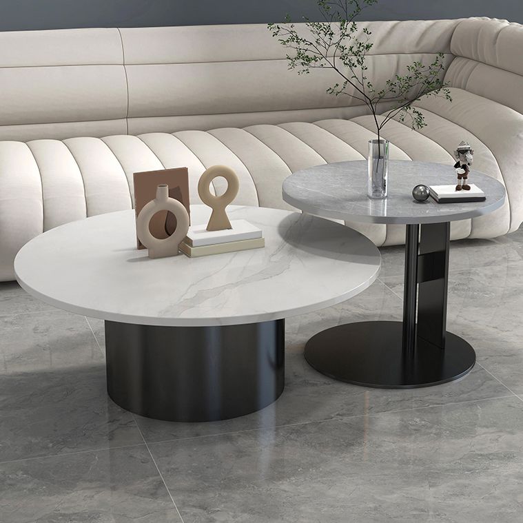Pedestal Cocktail Table Contemporary Slate Top Coffee or End Table