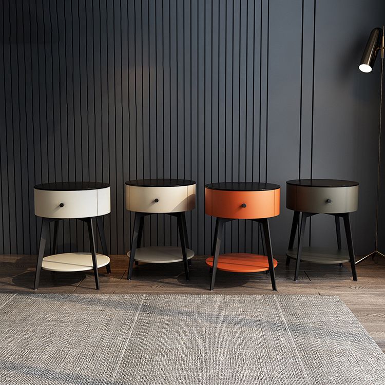 4 Legs Nightstand 22" Tall Accent Table Nightstand with Drawer and Shelf