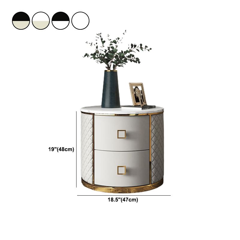 Round Accent Bedside Cabinet Solid Wood Accent Table Nightstand with 2 - Drawer Clearhalo 'Bedroom Furniture' 'furn' 'furn_night_stand' 'Furniture' 'night_stand' 'Nightstands' 1200x1200_1a596501-3518-42e7-aebb-d26d82c479e8