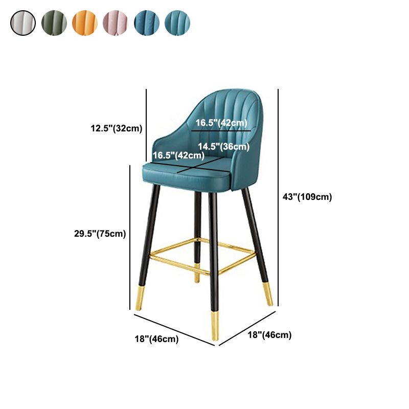 Glam Metal Barstool Faux Leather Kitchen Counter Stool in Matte Finish with 4 Legs Clearhalo 'Bar Furniture' 'Bar Stools' 'bar_stools' 'furn' 'furn_bar_stools' 'Furniture' 'Kitchen & Dining Furniture' 1200x1200_1a5a289f-a7c0-4ae1-af50-c30e708b4bdc