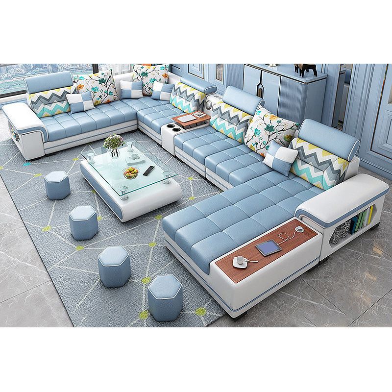 Faux Leather/Fabric Sectional Cushion Back Sofa and Chaise for Living Room Clearhalo 'furn' 'furn_sectionals' 'Furniture' 'furniture_sectionals' 'Living Room Furniture' 'Sectionals' 1200x1200_1a5b2cf4-8aed-4b69-8ad6-a54b5cba1153