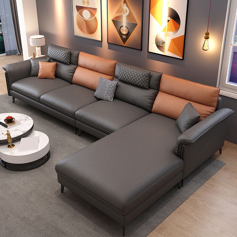 35.43 "Tall Modern Sectional Dark Gray Sectional met gekussen achterste kussens