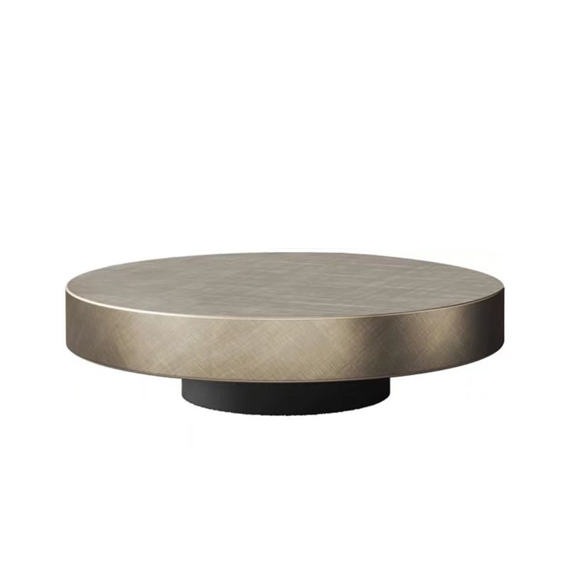 Block Base Design Cocktail Table Gold Metal Top Black Base Round Coffee Table Clearhalo 'Coffee & Accent Tables' 'Coffee Tables' 'coffee_tables' 'furn' 'furn_coffee_tables' 'Furniture' 'furniture_coffee_tables' 'Living Room Furniture' 1200x1200_1a5b9cfd-f9b1-4bc2-bc0d-25629a960095