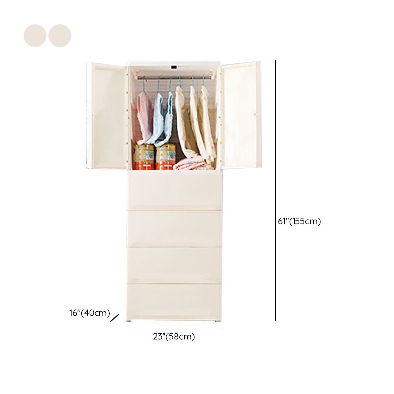 Contemporary Wardrobe Armoire with Drawer Plastic Wardrobe Cabinet Clearhalo 'Armoires & Wardrobes' 'armoires_wardrobes' 'Bedroom Furniture' 'furn' 'furn_armoires_wardrobes' 'Furniture' 1200x1200_1a5cef6b-a249-4e92-9c09-d7789a9feb1b