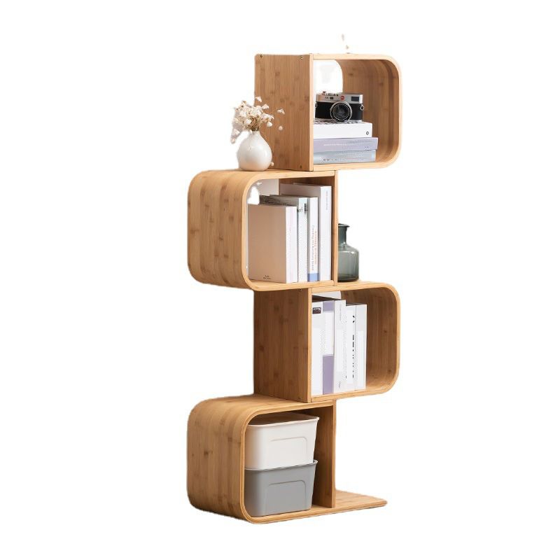 Modern Bamboo Bookcase Natural Open Back Standard Bookshelf with Shelves Clearhalo 'Bookcases' 'furn' 'furn_bookcases' 'Furniture' 'Office Furniture' 1200x1200_1a5f9fdd-1593-4028-8ce1-de27b282177d