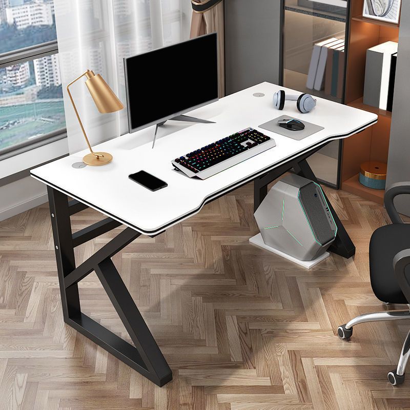 Contemporary Wooden Computer Desk Bedroom Office Desk with Cable Management Clearhalo 'furn' 'furn_office_desk' 'Furniture' 'Office Desks' 'Office Furniture' 'office_desk' 1200x1200_1a608dc2-e324-467a-8eca-235681dbc2e4