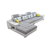 Light-grey Pillow Top Arm Sectional Pillowed Back Cushions, Adjustable Clearhalo 'furn' 'furn_sectionals' 'Furniture' 'furniture_sectionals' 'kitchen' 'kitchen_sectionals' 'Living Room Furniture' 'Sectionals' 1200x1200_1a6140ea-28a6-4f85-a930-55dd8b9beabe