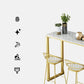 Glam Faux Marble Bistro Table Gold Iron Double Pedestal Bar Dining Table with 3-Shelf Clearhalo 'Bar Furniture' 'Bar Tables' 'bar_tables' 'furn' 'furn_bar_tables' 'Furniture' 'furniture_bar_tables' 'Kitchen & Dining Furniture' 1200x1200_1a6183c7-bff1-462c-acaa-417b9f588883