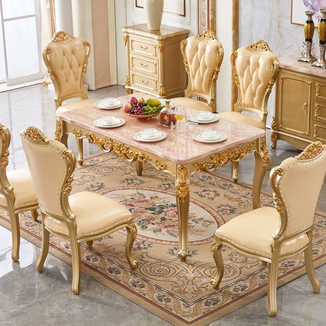 Solid Wood Victorian Rectangular Table Marble Top Table with 4 Wood Legs Clearhalo ' dining_table' 'Dining Tables & Seating' 'Dining Tables' 'furn' 'furn_dining_table' 'Furniture' 'furniture_dining_table' 'Kitchen & Dining Furniture' 'kitchen&dining_furn' 'kitchen' 'kitchen_dining_table' 1200x1200_1a6186f0-9aa3-4fd8-9d21-7a2d7abeffe6