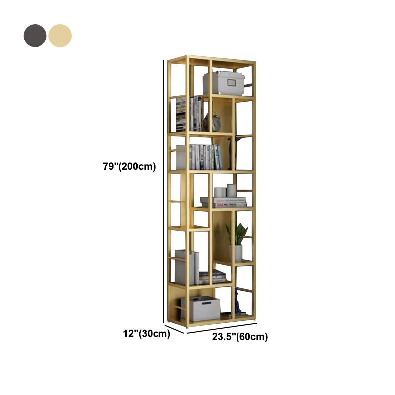 リビングルームのためのモダンメタルブックケースオープンシェルフ本棚79 "H x 12" w