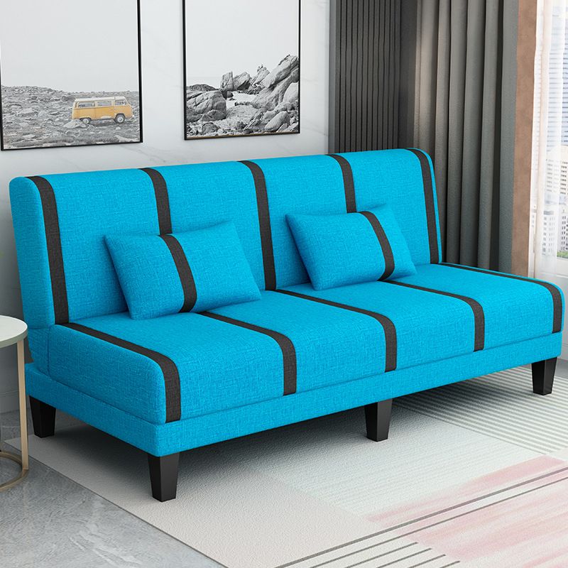 Linen/Velvet/Faux Leather Armless Convertible Sofa Tight Back Sofa Bed with Lumbar Pillow Clearhalo 'furn' 'furn_sofas' 'Furniture' 'furniture_sofas' 'Living Room Furniture' 'Sofa' 'sofas' 1200x1200_1a622256-0c77-496f-98c6-ae90d4674da2