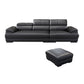 Genuine Leather Pillow Top Arm Sectional Sofa 27.56"H Cushion Back Sofa,Black Clearhalo 'furn' 'furn_sectionals' 'Furniture' 'furniture_sectionals' 'Living Room Furniture' 'Sectionals' 1200x1200_1a63111c-995c-49e0-8590-2cae5dcab433