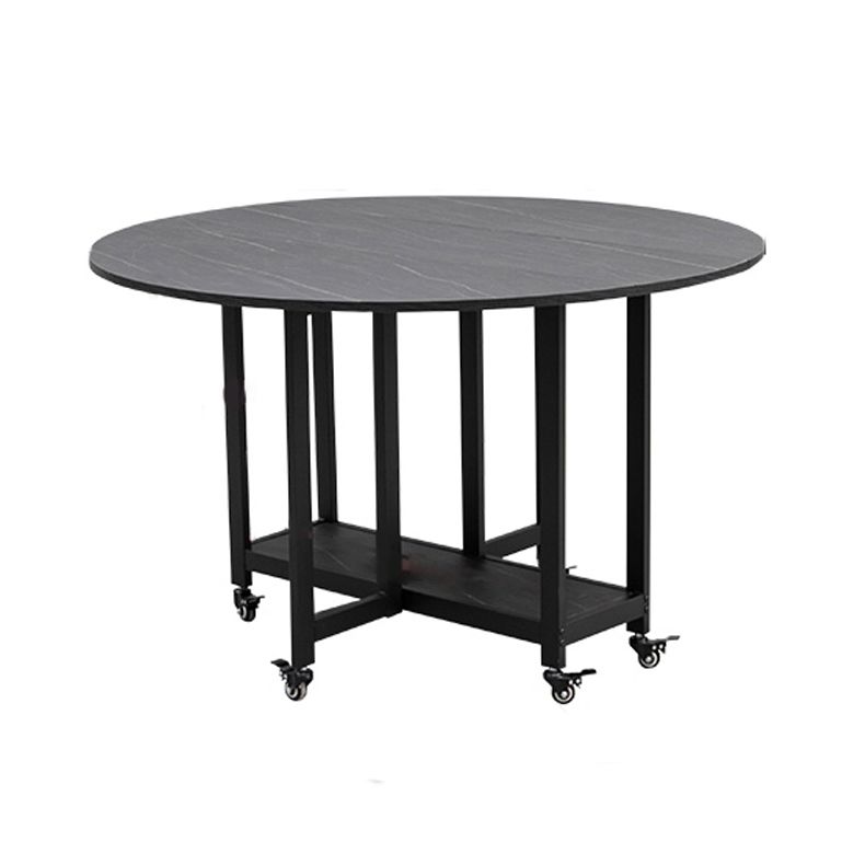 Foldable Wooden Top Table Extendable Round Table in Black (only table) Clearhalo ' dining_table' 'Dining Tables & Seating' 'Dining Tables' 'Furniture' 'furniture_dining_table' 'Kitchen & Dining Furniture' 'kitchen&dining_furn' 'kitchen' 'kitchen_dining_table' 1200x1200_1a64520b-edbe-4570-a2dc-0ed84a28a552