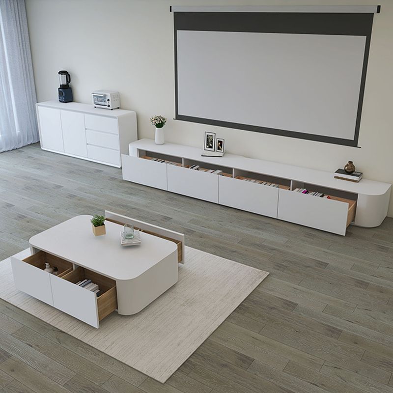 Faux Wood White Media Console Modern Cable Management TV Console Clearhalo 'furn' 'furn_tv_stands_entertainment_centers' 'Furniture' 'Living Room Furniture' 'TV Stands & Entertainment Centers' 'TV Stands & Media Storage Furniture' 'tv_stands_entertainment_centers' 1200x1200_1a65b271-16eb-4894-ae5a-9a93f8dc4e93