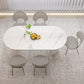 Stone Top Dining Table Contemporary Oval Table with Sled Base Clearhalo 'Dining Tables & Seating' 'Dining Tables' 'dining_table' 'furn' 'furn_dining_table' 'Furniture' 'Kitchen & Dining Furniture' 1200x1200_1a66a083-2dd8-4352-9a05-d98986a6749f