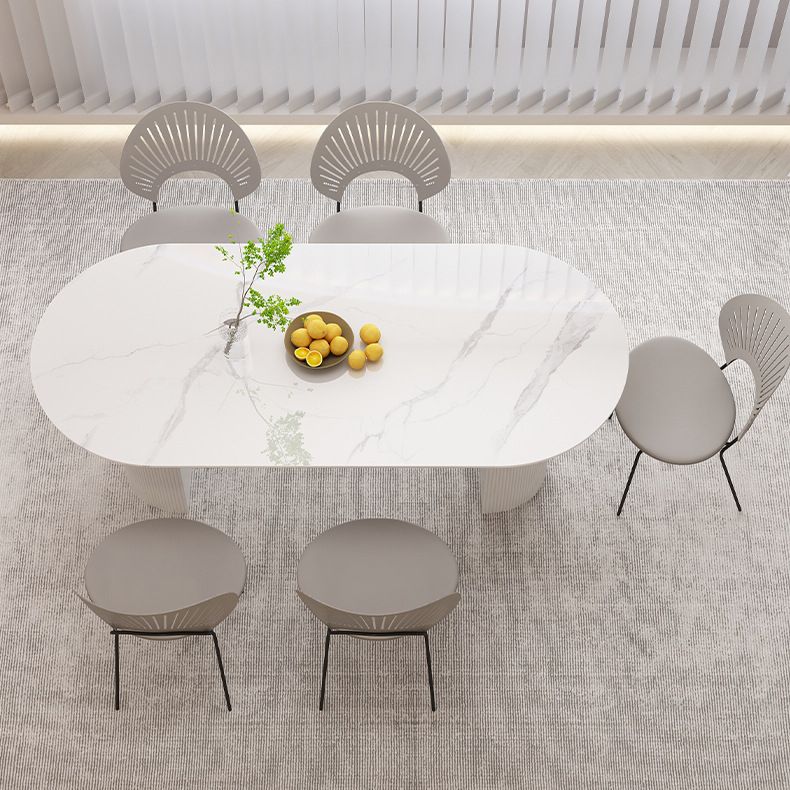 Stone Top Dining Table Contemporary Oval Table with Sled Base Clearhalo 'Dining Tables & Seating' 'Dining Tables' 'dining_table' 'furn' 'furn_dining_table' 'Furniture' 'Kitchen & Dining Furniture' 1200x1200_1a66a083-2dd8-4352-9a05-d98986a6749f