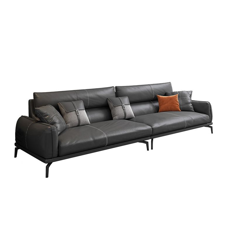 Upscale Grey Sofa with Four Legs Leather Sofa Living Room Seating Clearhalo 'furn' 'furn_sofas' 'Furniture' 'Living Room Furniture' 'Sofa' 'sofas' 1200x1200_1a67a562-5b40-4ce8-b893-179630eff6d0