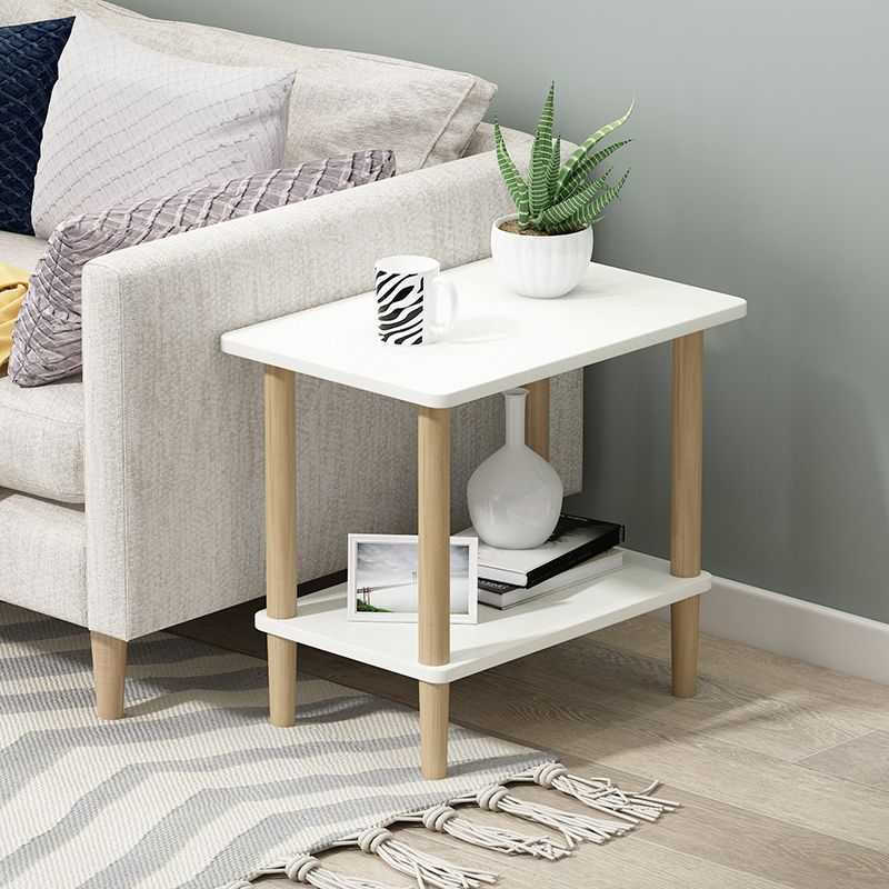 Modern Wood Side Table 20.86" Tall 4 Legs End Table with Shelf Clearhalo 'Coffee & Accent Tables' 'End & Side Tables' 'end_side_tables' 'furn' 'furn_end_side_tables' 'Furniture' 'Living Room Furniture' 1200x1200_1a67c69b-80eb-482f-aa50-e7d369d545e2