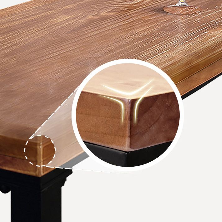 Pine Wood Bar Table Industrial Bar Table with Black Trestle Base Clearhalo 'Bar Furniture' 'Bar Tables' 'bar_tables' 'furn' 'furn_bar_tables' 'Furniture' 'furniture_bar_tables' 'Kitchen & Dining Furniture' 1200x1200_1a6b4b54-1c84-48cb-bf54-20fa1194d552